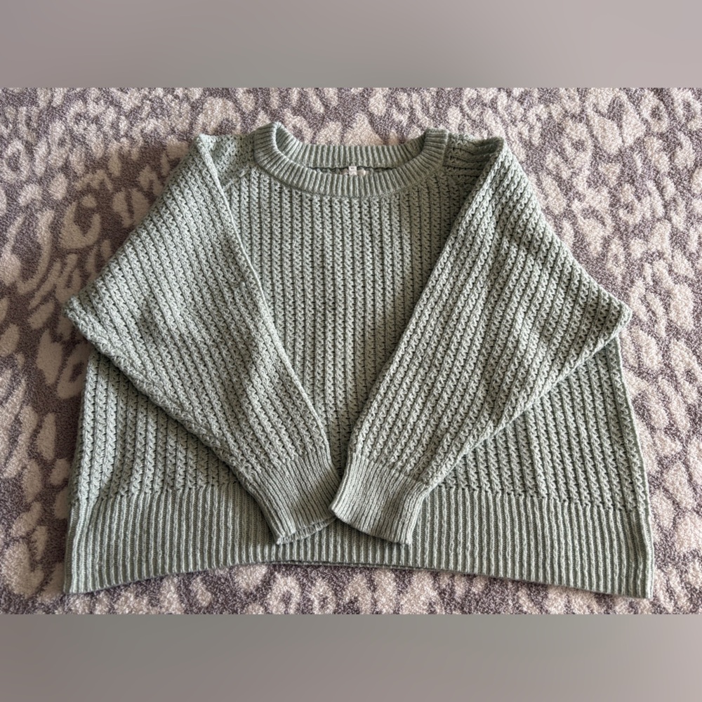 mint green chunky knit style sweater